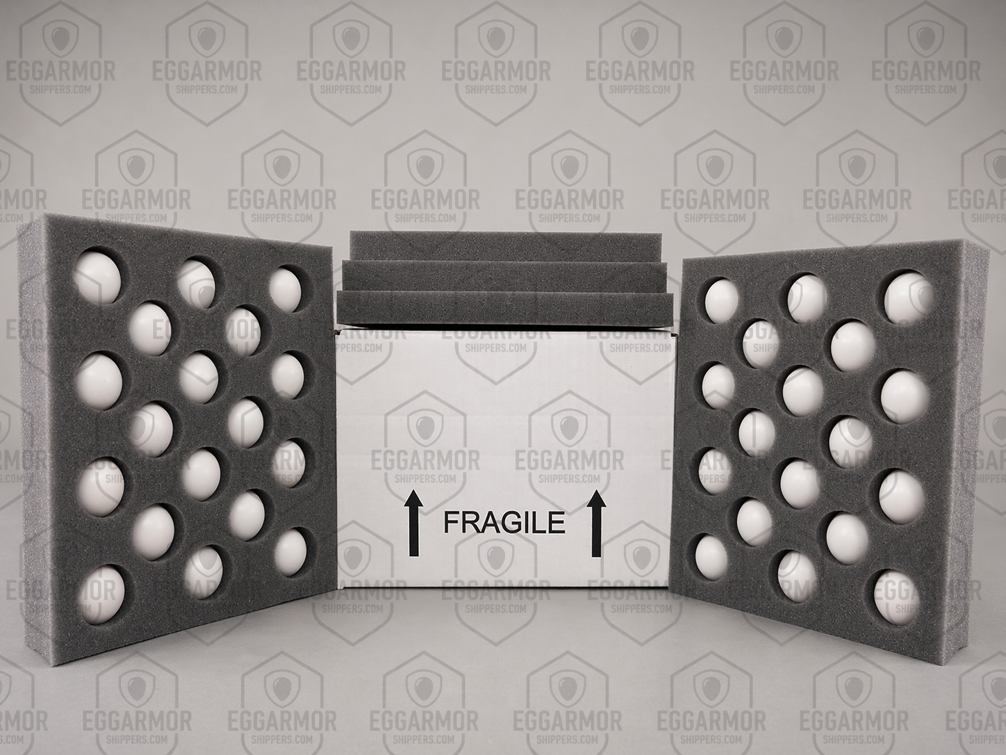 Chicken Double-Stack Egg Shipping Foam Kit with Box – 1.5" Vault Cavities – 36 Egg Capacity – Egg Armor FRM 11x8.5