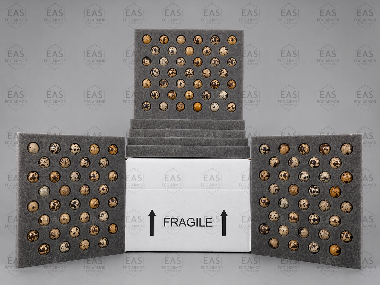 Quail Triple-Stack Egg Shipping Foam Kit with Box – 7/8" Vault Cavities – 117 Egg Capacity – Egg Armor FRM 11x8.5